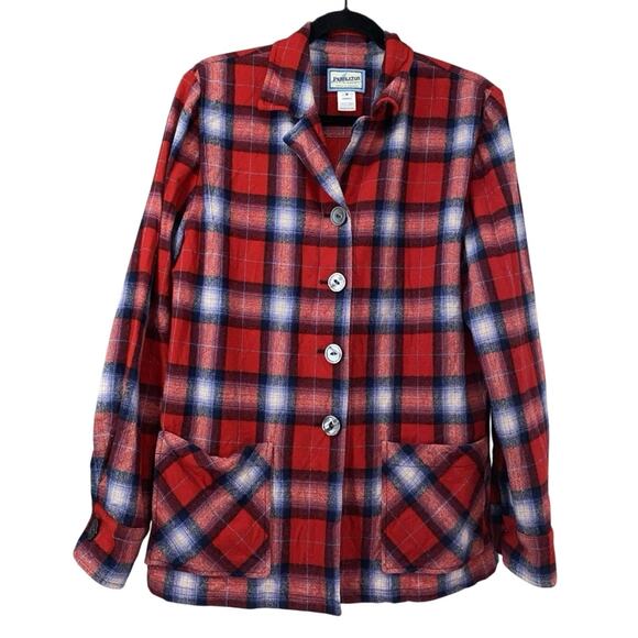 Pendleton Womens M Red Plaid 49er Jacket 100% Virgin Wool Limited Edition #5744 - Picture 1 of 9